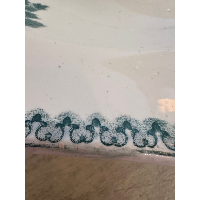 Early 19th Century Large Green and White Spode Antique English Meat Platter For Sale - Image 5 of 16