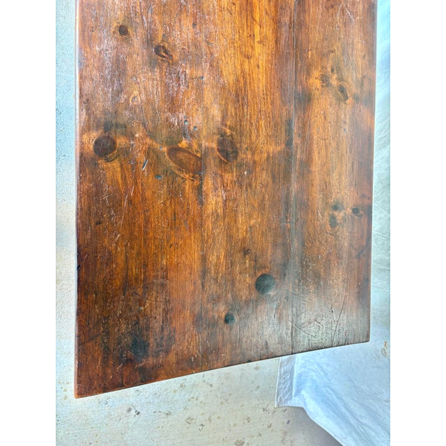 Late 19th Century French Pine Trestle Side Table For Sale - Image 11 of 13