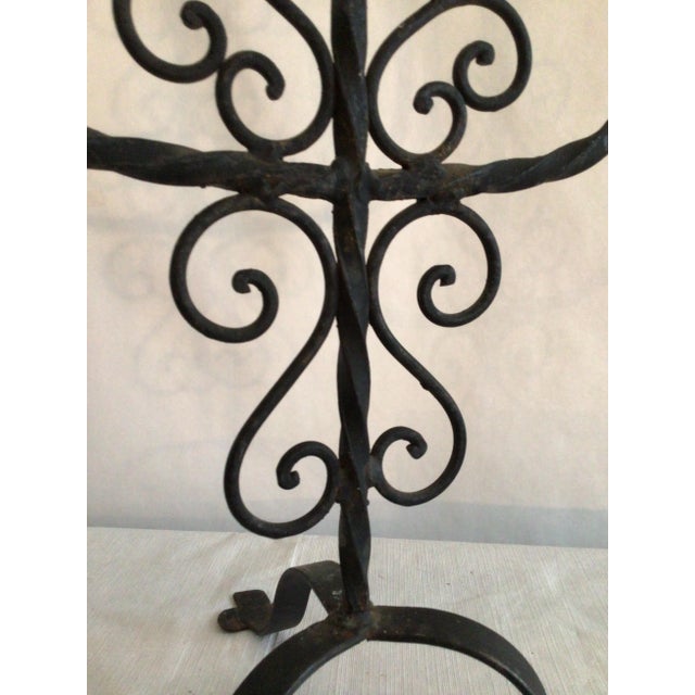 Metal 1950 Hand Wrought Iron Candle Holder For Sale - Image 7 of 10