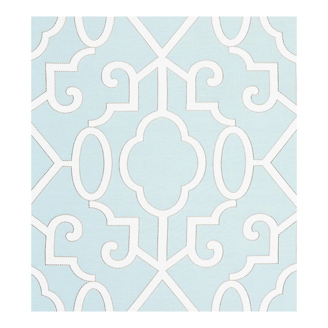 The House of Scalamandr�� Ming Fretwork Wp Wallcovering, Aquamarine For Sale