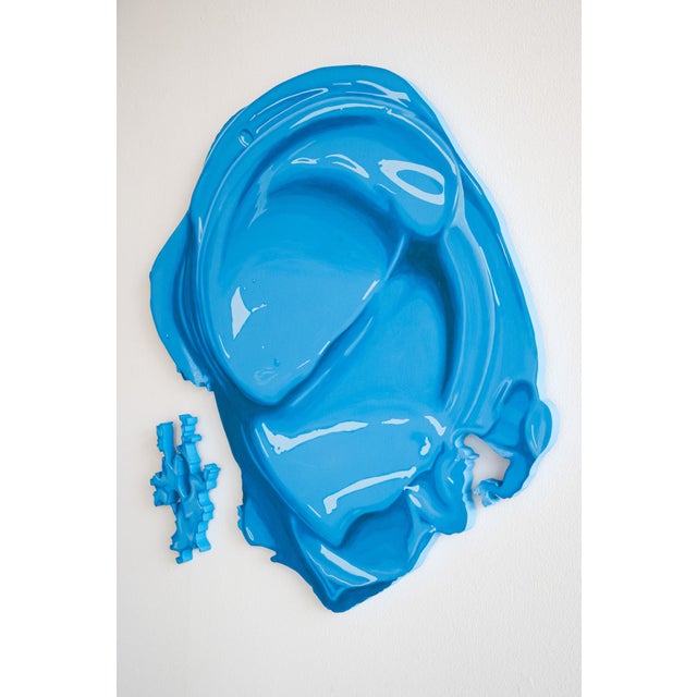 Realism Hyperrealistic Acrylic Painting on Wood by Artist Gina Julian Titled Wet Paint! Blue For Sale - Image 3 of 4