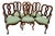 Antique Early 20th Century French Louis XV Walnut Dining Chairs With Green Fabric Seats - Set of 6 For Sale