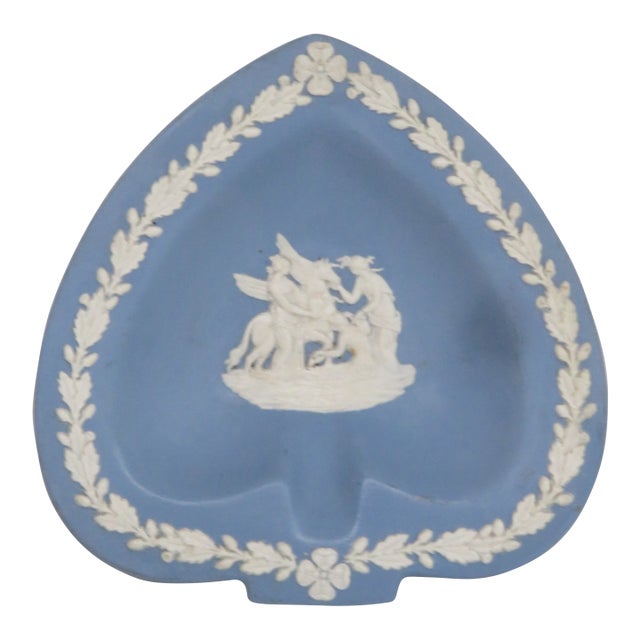 Wedgwood Blue Jasperware Heart Shaped Trinket Vanity Pin Dish 4583b For Sale