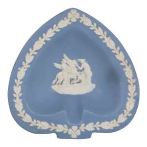 Wedgwood Blue Jasperware Heart Shaped Trinket Vanity Pin Dish 4583b