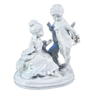 Porcelain Young Couple Sculpture from Capodimonte For Sale