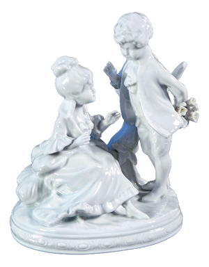 Porcelain Young Couple Sculpture from Capodimonte