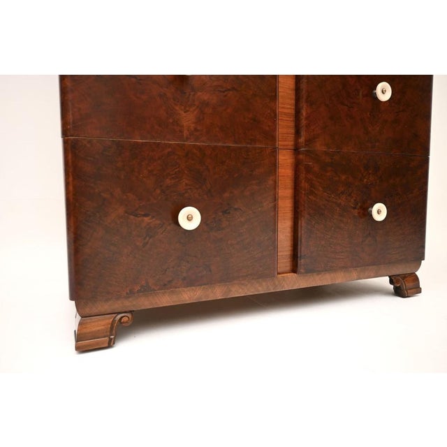 French Art Deco Burr Walnut Cabinet on Chest, 1930s For Sale - Image 10 of 11