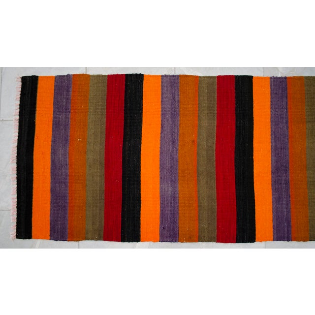 1970s Flat Weave Runner Rug Turkish Kilim Stair Tread - 2′4″ × 18′10″ For Sale - Image 12 of 16