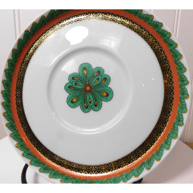 1990s 1990s Versace Marco Polo Espresso Saucer | Rosenthal Peacock Porcelain For Sale - Image 5 of 10
