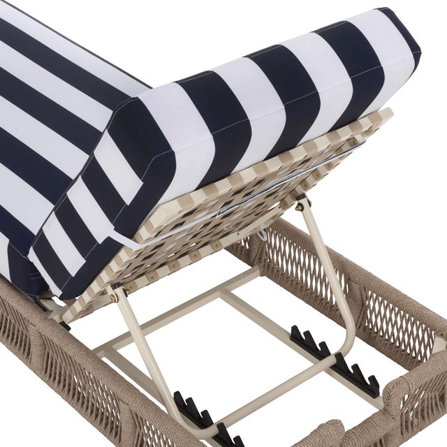 Metal Gillian Chaise Lounge, Heather Tan/Navy Stripe For Sale - Image 7 of 12