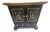 Late 20th Century Ethan Allen Hand-Painted Black Cabinet With Floral Folk Art Panels For Sale
