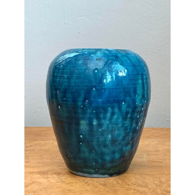 Vintage Glazed Ceramic Vase For Sale - Image 10 of 12