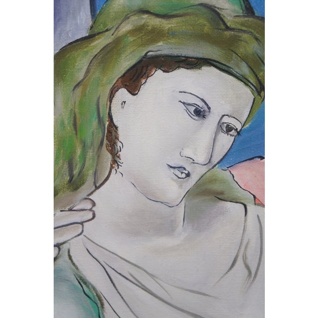 Late 20th Century Late 20th Century The Lovers Emulation Oil Painting on Canvas After Pablo Picasso 31" For Sale - Image 5 of 11