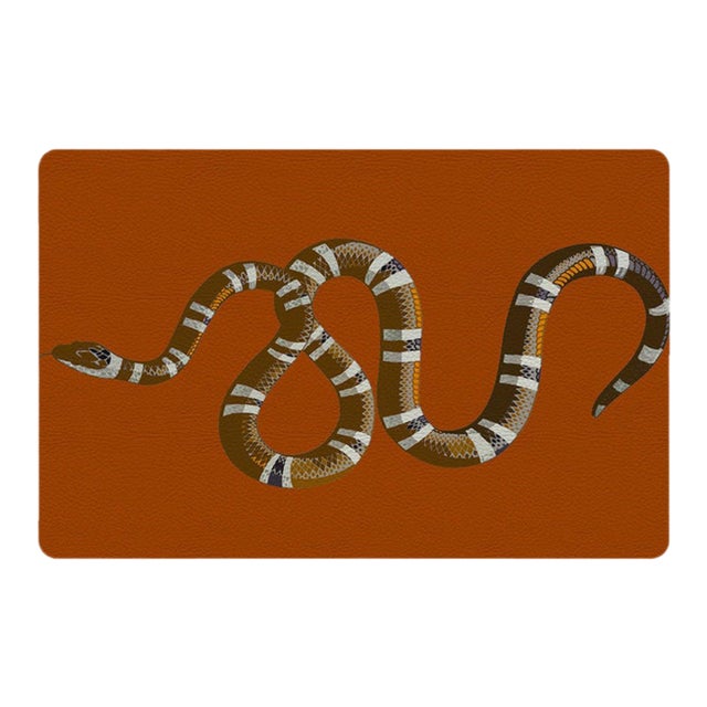 Serpent Burnt Orange Vegan Leather Rectangle Placemat, Set of 4 For Sale