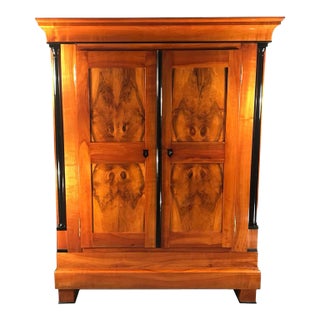 1820 South Germany Biedermeier Walnut & Cherry Veneer Armoire or Wardrobe For Sale