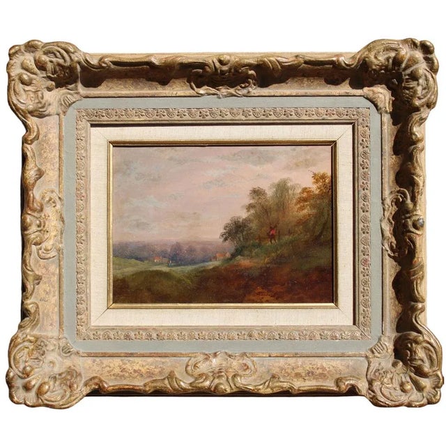 French landscape Oil on cardboard, 22.5x30 cm The artwork represents a landscape scene set in France, showcasing the...