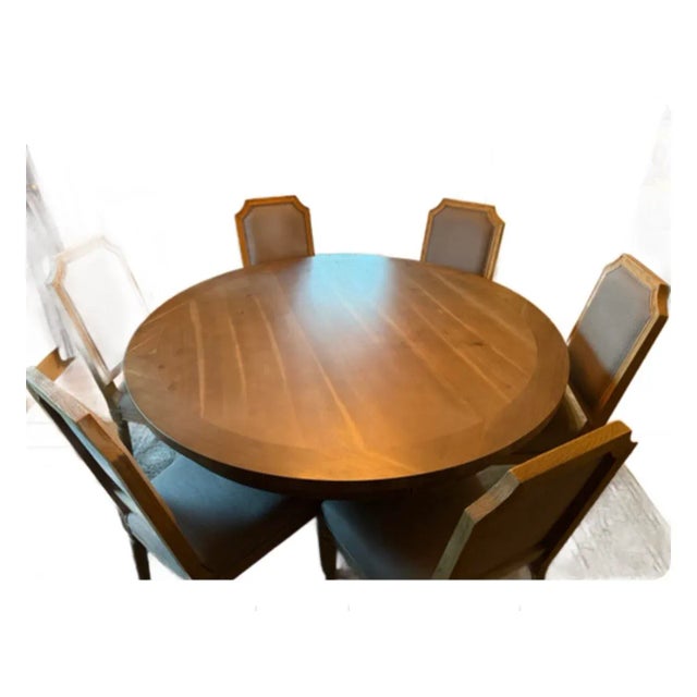 Brown Restoration Hardware Custom Louis XVI Dining Chairs – Set of 6, Belgian Linen, Weathered Oak For Sale - Image 8 of 11