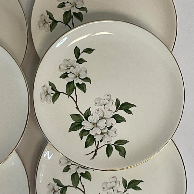 1950s 1950s Coastal Chic Magnolia Flora Luncheon or Salad Plates - Set of 6 For Sale - Image 5 of 9