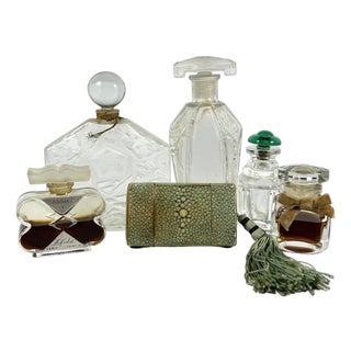 Vintage French Perfume Bottle Collection: Art Deco Glass For Sale