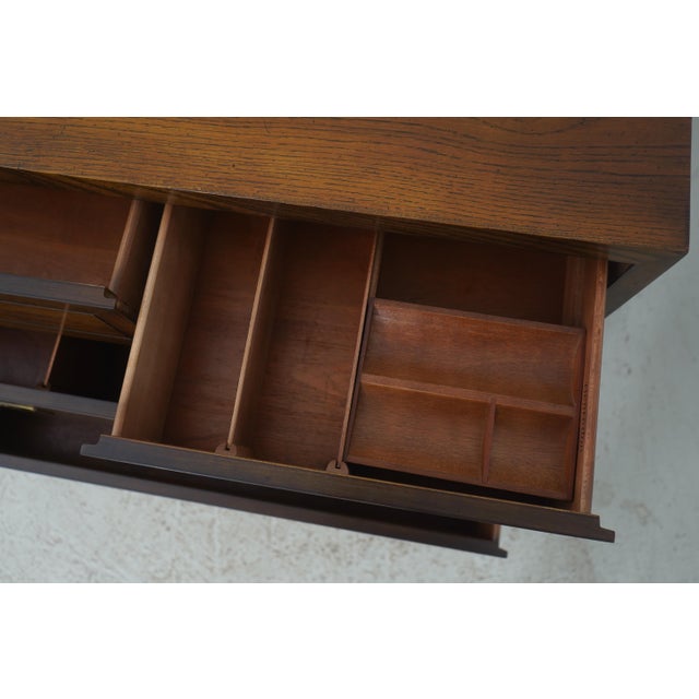 Henredon Henredon Campaign Style Oak 2 Over 2 Drawer Chest For Sale - Image 4 of 18