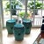 Curated Designer Set of 3 Large Teal Drip-Glazed Chinese Ceramic Garden Stools With Raised Garland Motif For Sale - Image 9 of 12