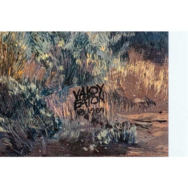 Vintage Valoy Eaton Western Ranch Landscape With Cowboys & Horses, Signed & Framed For Sale - Image 6 of 8
