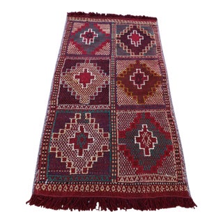 1970s Tribal Burgundy Cecim Kilim Rug For Sale