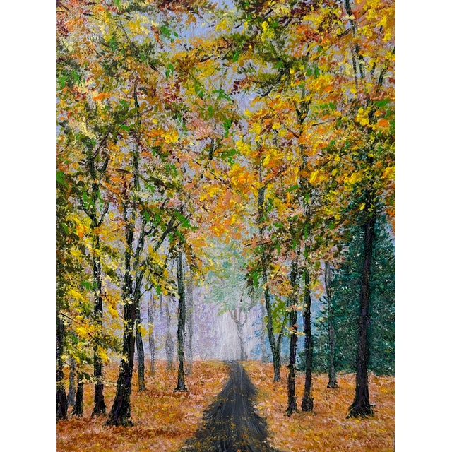 Falling Into Autumn 9x12 Acrylic Painting Fall Theme Landscape Artwork Unframed For Sale - Image 6 of 7