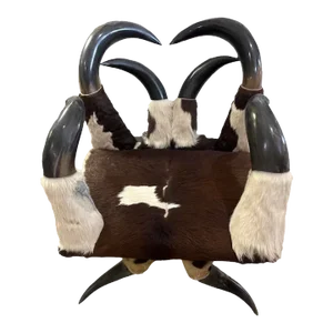 Antique Cow Horn Chair, Custom Upholstery Cow Hide