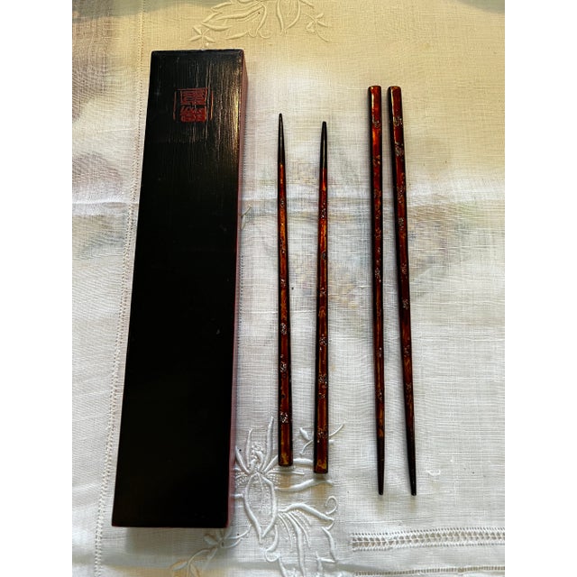 Asian Vintage Red Lacquered Chopstick Box For Sale - Image 3 of 5