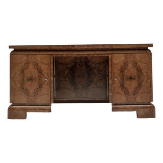 Burlwood Desk or Center Table, 1940s For Sale