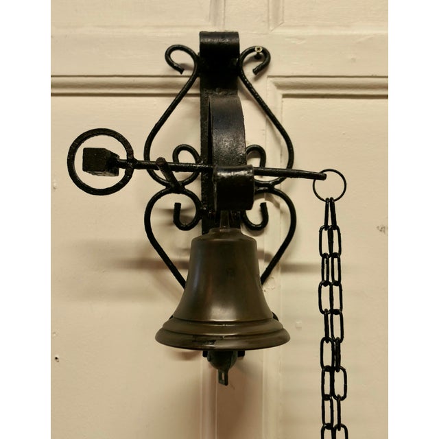 Antique Black Wrought Iron Alpine Front Door Bell, 1890s For Sale - Image 5 of 7