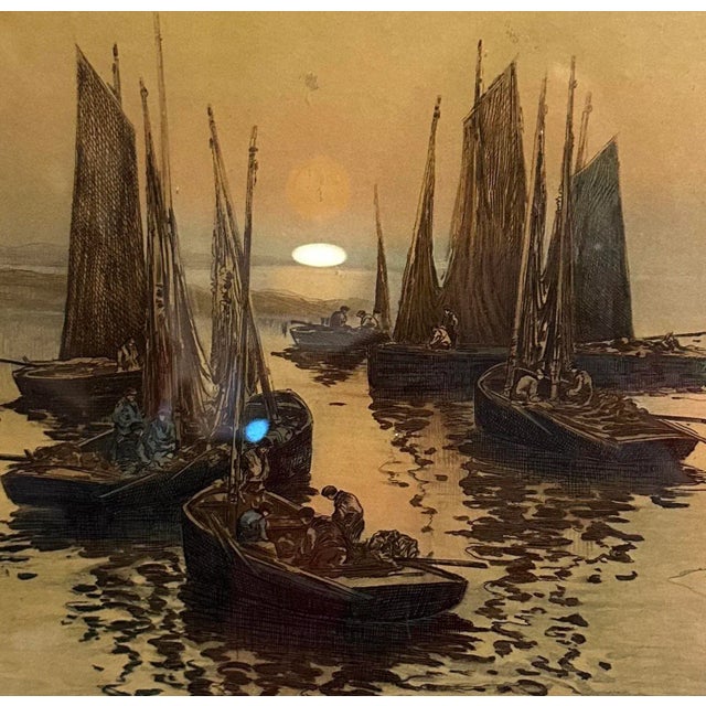 "Glory of the Morning 1926 by T. Le Gout-Gerard Color Etching Artwork For Sale - Image 4 of 5