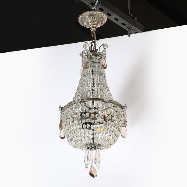 Off-white Hollywood Regency Crystal Beaded Chandelier W/ Gilt Bronze Fittings by Baccarat For Sale - Image 8 of 18