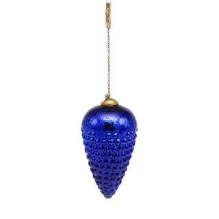 Vintage Cobalt Blue Mercury Glass Cluster of Kugel Fruit Shaped Grapes as Hangin For Sale