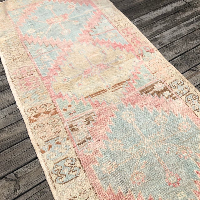 1930s Antique Avanos Runner With Pastel Motifs | 4x10 For Sale - Image 5 of 8