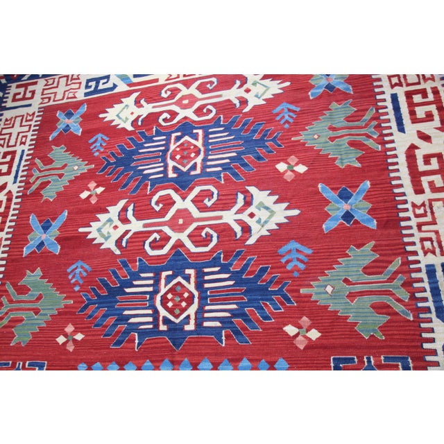 Vintage Oushak Kilim – Handwoven Flatweave With Modern Tribal Motifs -6'9' X 9' 11'' For Sale - Image 12 of 14