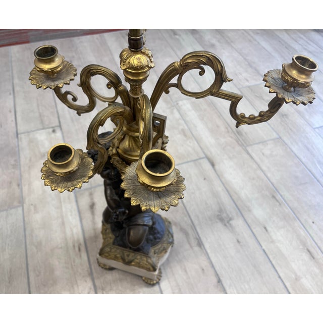 French Antique French Louis XVI Style Figural Candelabra Table Lamp For Sale - Image 3 of 10
