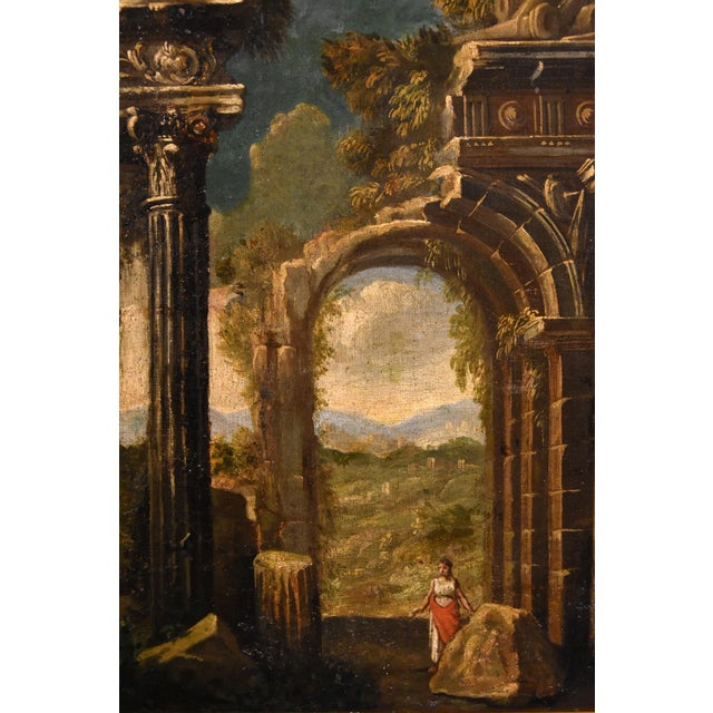 Follower of Niccolò Codazzi, Capricci Landscapes, 1700, Oil on Canvases, Framed, Set of 2 For Sale - Image 12 of 18