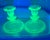 Vintage Green Uranium Glass Candlestick Holders Pair 1930s Depression Glass For Sale - Image 9 of 12