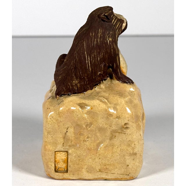 19th Century Antique Meiji Japanese Pottery Monkey Wax Seal Figurine For Sale - Image 5 of 10