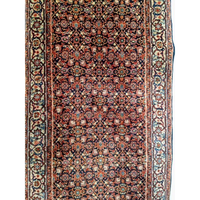 Vintage Persian Tabriz Long Runner, Hand-Woven Wool, All Over Herati Pattern, Navy & Ivory, 3x16 For Sale - Image 10 of 16