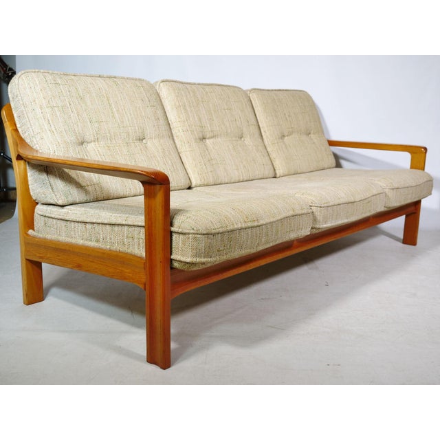 Mid-Century Modern Vintage Scandinavian Teak 3-Seater Sofa, 1970s For Sale - Image 3 of 11
