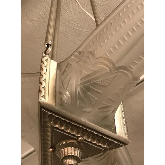 French Art Deco Triangular Starburst Chandelier For Sale - Image 4 of 12