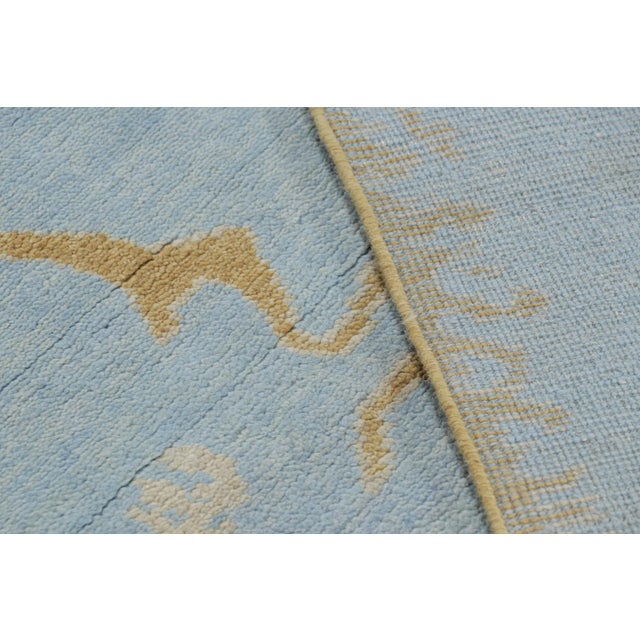 Textile Rug & Kilim’s French Art Deco Style Rug in Blue With Gold Geometric Patterns For Sale - Image 7 of 7