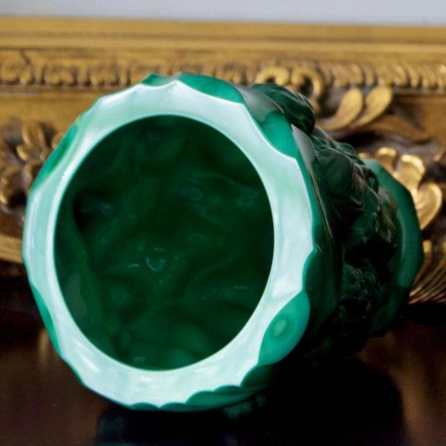 Curt Schlevogt for Ingrid Malachite Glass Cherub Vase – Czech Art Deco, 1930s For Sale - Image 4 of 4