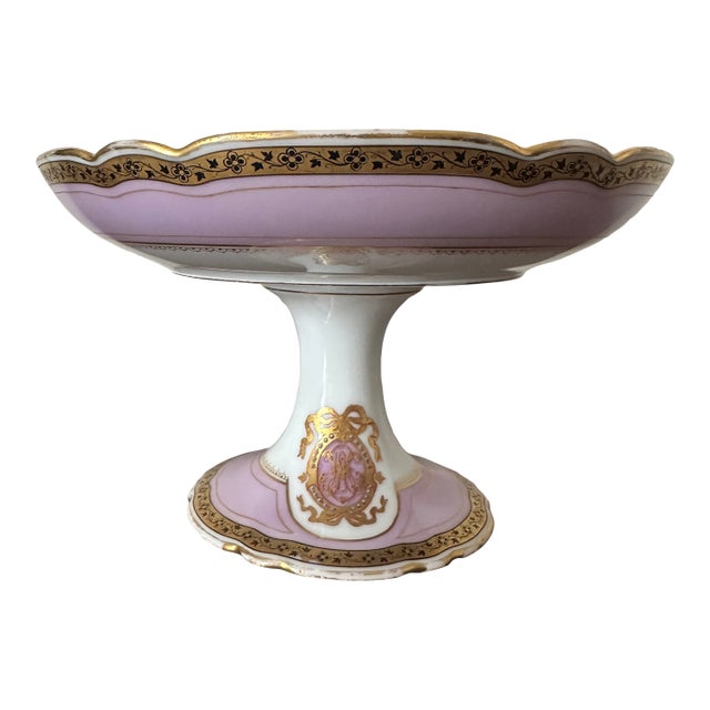 Late 19th Century Old Paris Escalier De Cristal Pompadour Pink Compote Dish For Sale