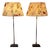 Vintage Table Lamps with Black Metal Base and Beige Patterned Fabric Shade, 2000s, Set of 2 For Sale