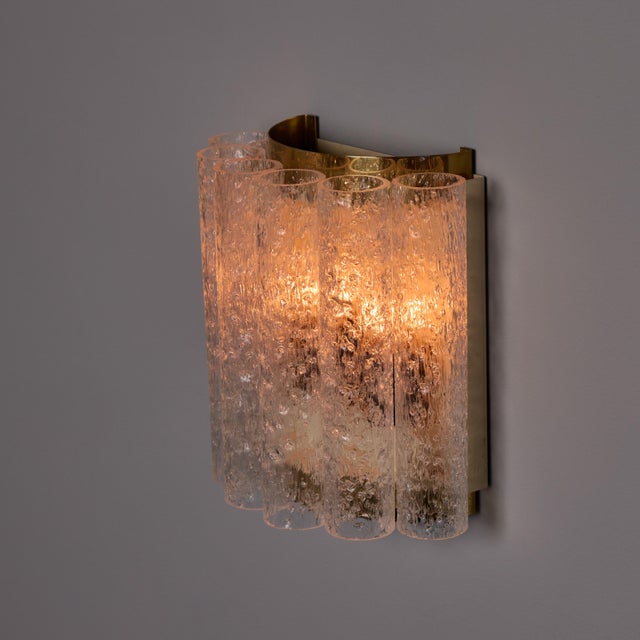 1970s Doria Leuchten Brass and Ice Glass Wall Lamps - a Pair For Sale - Image 9 of 17