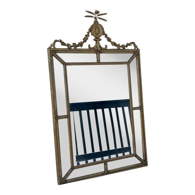 Vintage French Baroque Style Gold Mirror With Floral and Sunburst Details For Sale